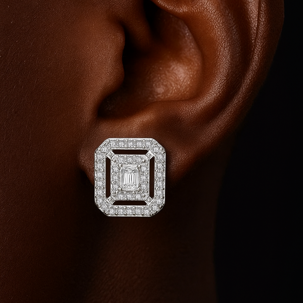 S925 Moissanite Clustered Baguette Earrings - Different Drips