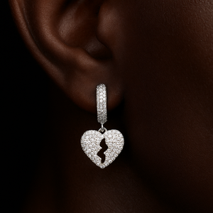 Diamond Broken Heart Dangle Earrings - Different Drips