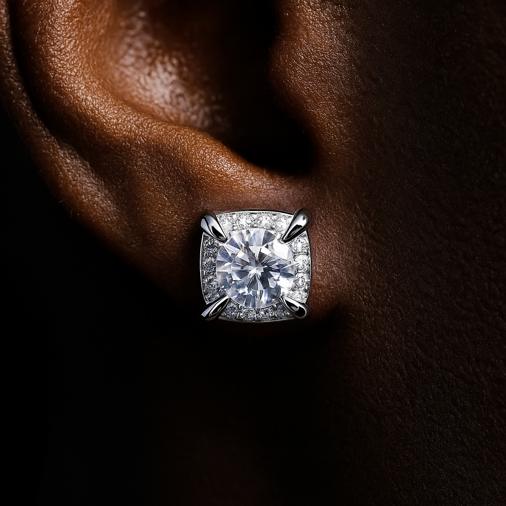 8mm S925 Moissanite Diamond Cushion Cut Earrings - Different Drips