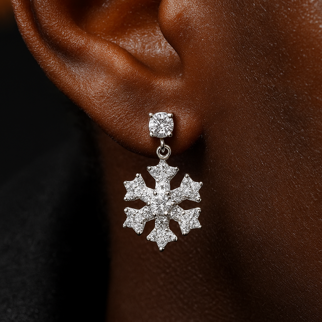 Snowflake Drop Stud Earrings - Different Drips