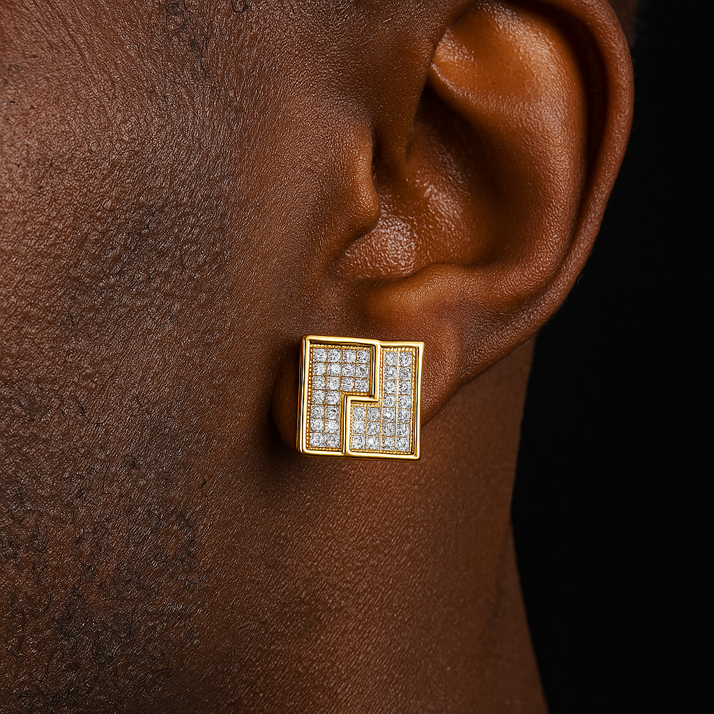 10mm Monogram Square Cut Earrings - Different Drips