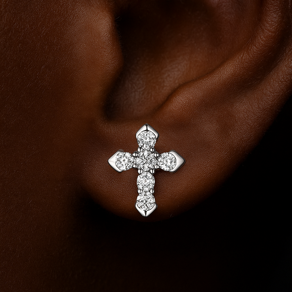 S925 Moissanite Diamond Cross Earrings - Different Drips