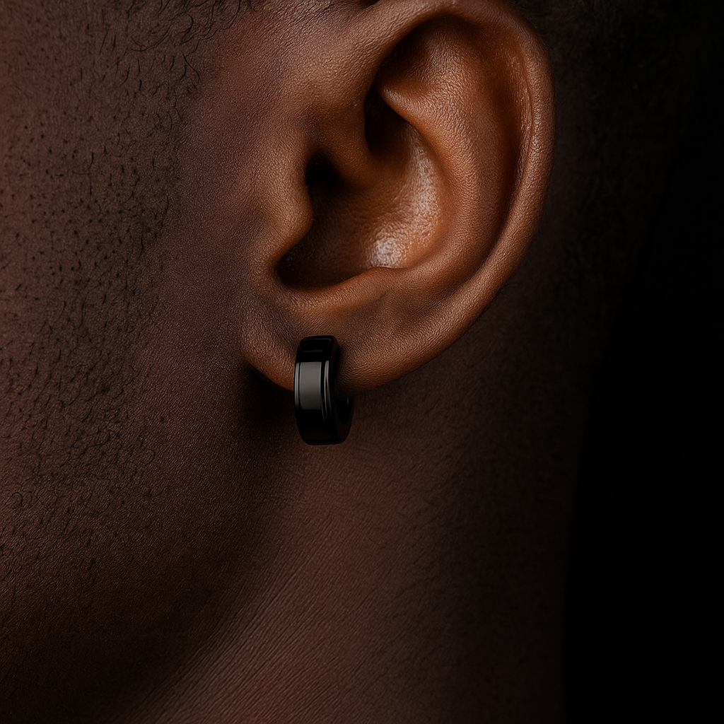 Solid Black Hoop Earrings - Different Drips