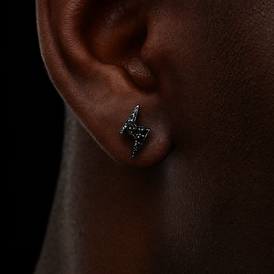 S925 Black Moissanite Lightning Bolt Earrings - Different Drips