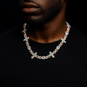 S925 Moissanite Eye Cross Infinity Link Chain - Different Drips