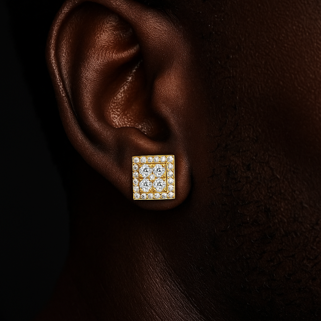 S925 Moissanite Square Stud Earrings - Different Drips