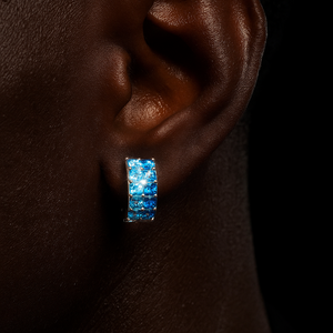 S925 Blue Baguette Moissanite Huggie Earrings - Different Drips