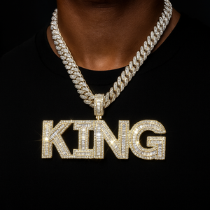 Baguette Custom Letter Pendant Yellow Gold - Different Drips