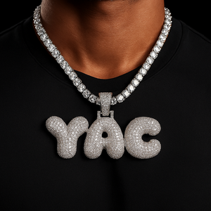 Bubble Font Custom Letter Pendant White Gold - Different Drips