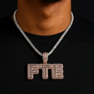 Baguette Custom Letter Pendant Rose Gold - Different Drips