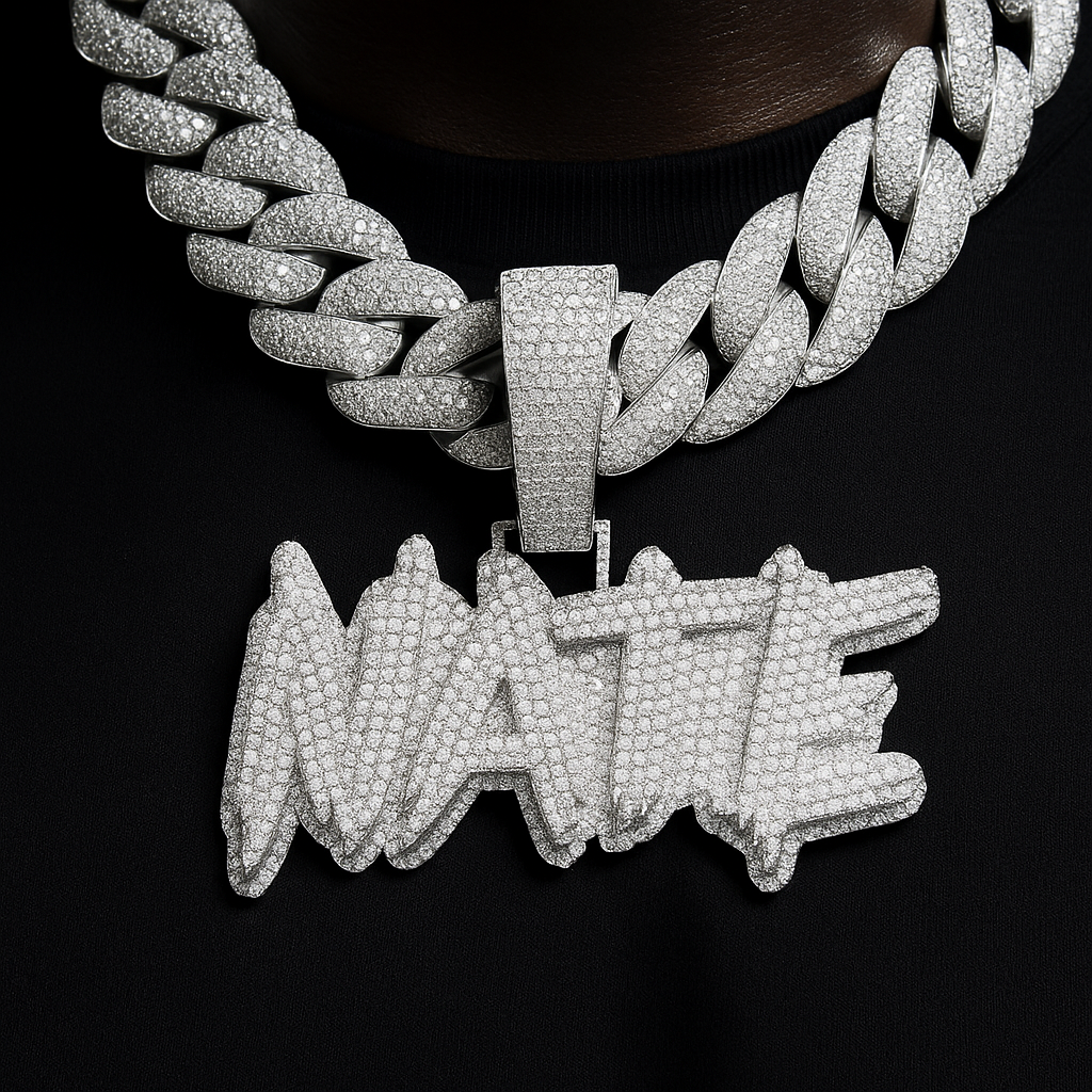 Bold Brush Font Custom Letter Pendant - Different Drips