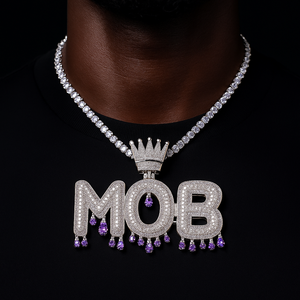 Crowned Purple Drip Custom Letter Pendant - Different Drips
