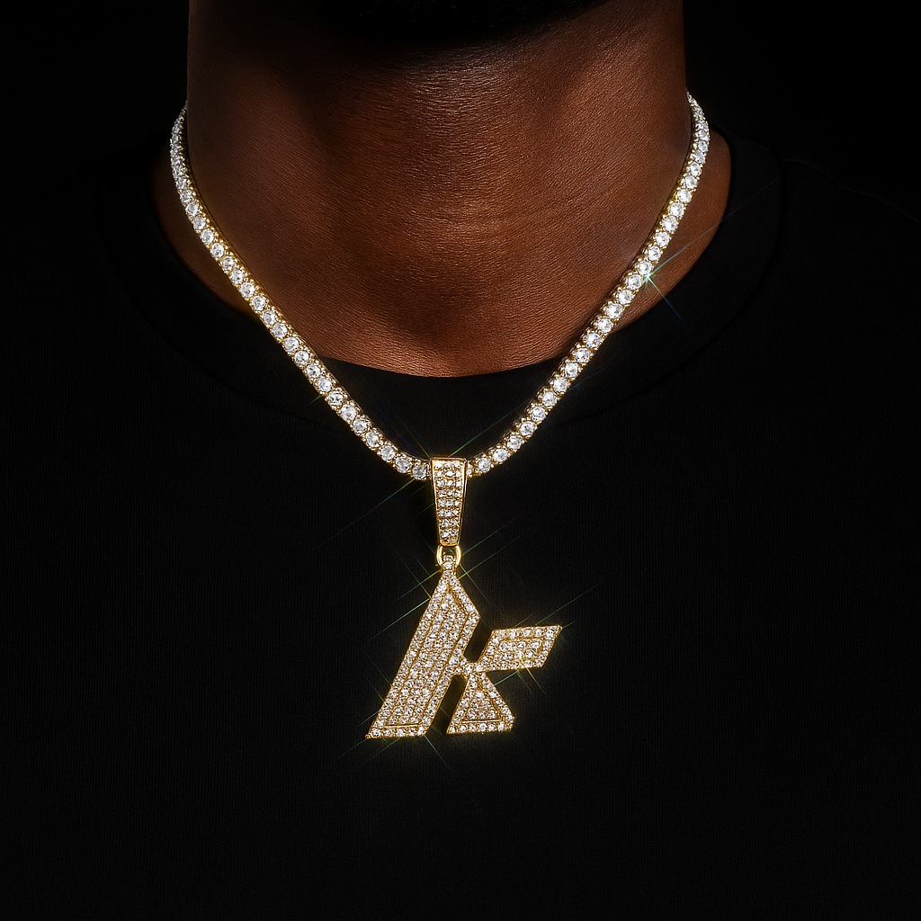 Slanted Single Letter Pendant - Different Drips