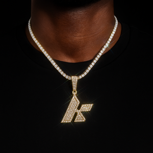 Slanted Single Letter Pendant - Different Drips