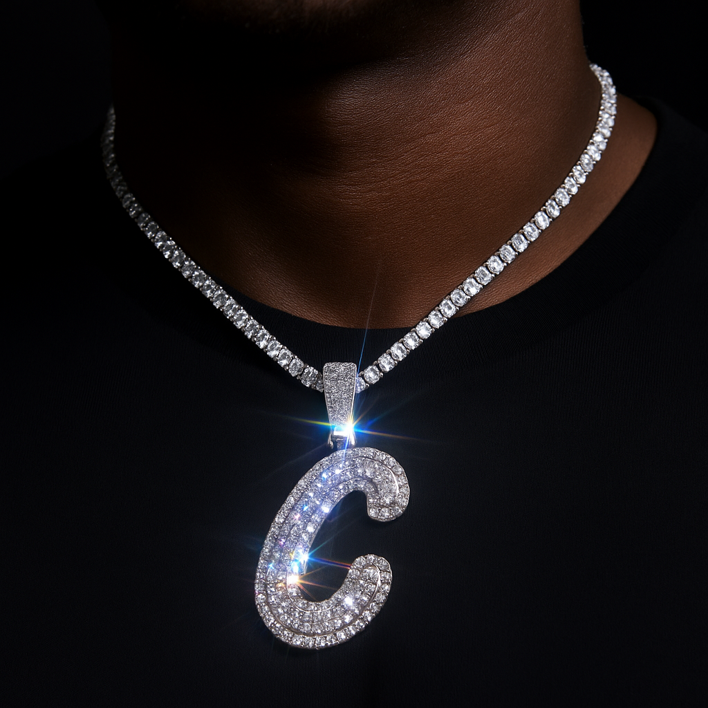 Slim Italic Single Letter Pendant - Different Drips