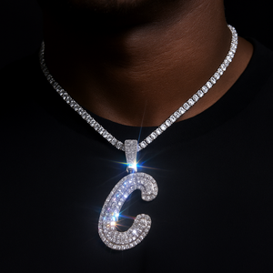 Slim Italic Single Letter Pendant - Different Drips