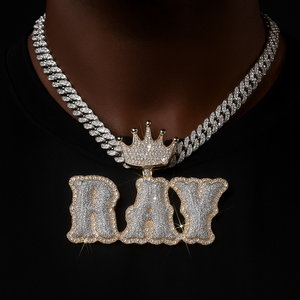 Crowned Layered Bubble Custom Letter Pendant - Different Drips