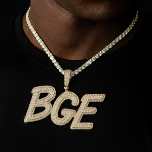 Slim Italic Custom Letter Pendant - Different Drips