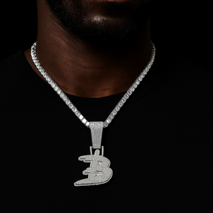 Bold Brush Font Single Letter Pendant - Different Drips