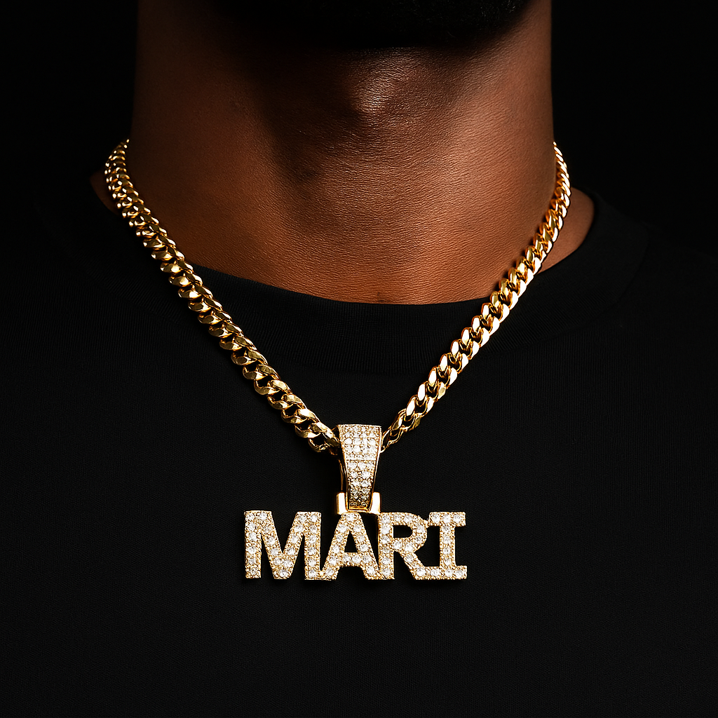 Small Bold Font Custom Letter Pendant - Different Drips