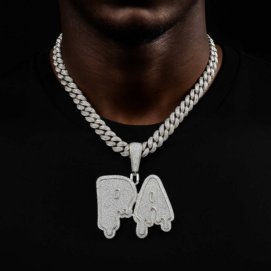 Layered Dripping Custom Letter Pendant - Different Drips