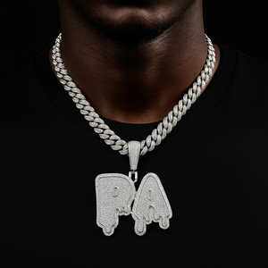 Layered Dripping Custom Letter Pendant - Different Drips