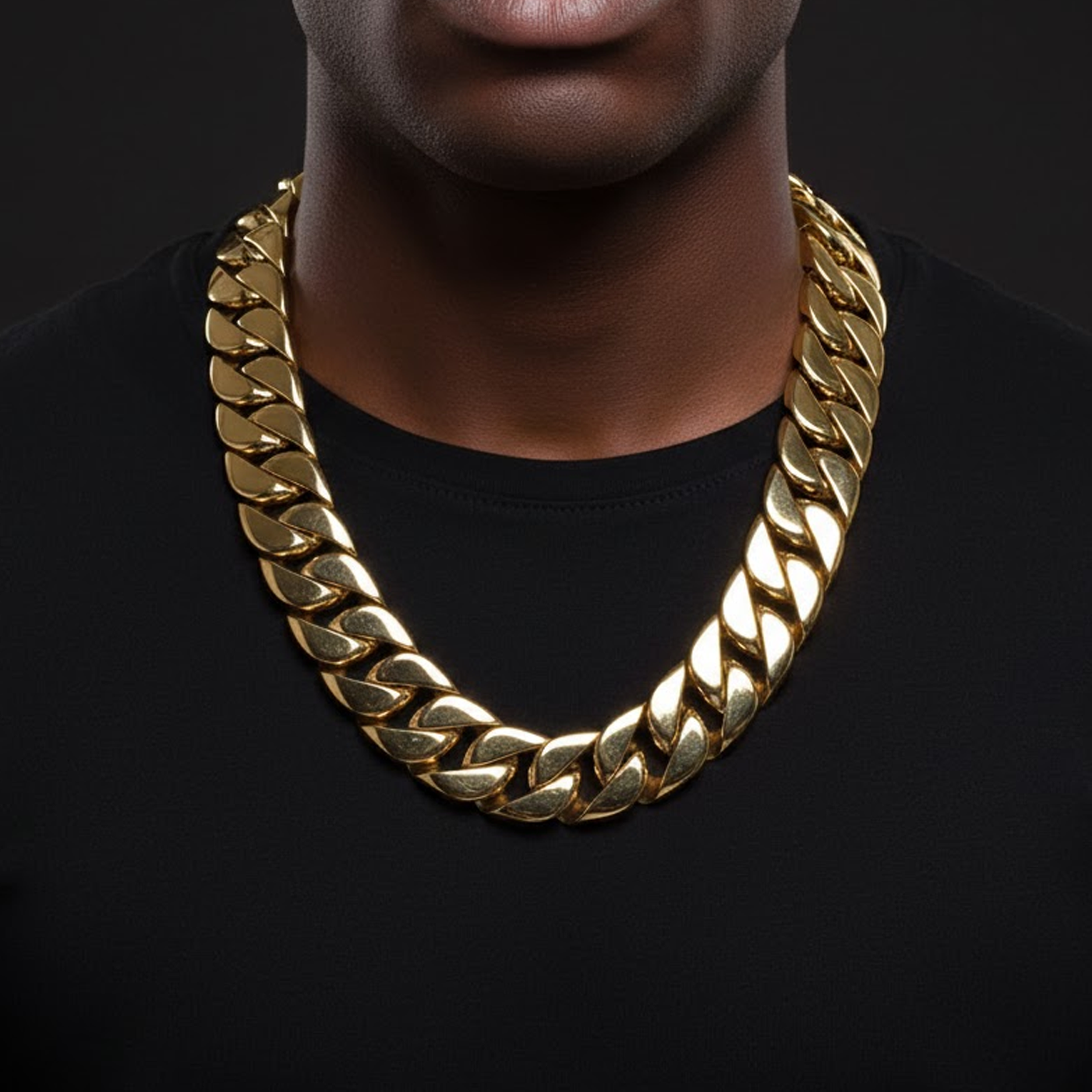 32mm Solid 18k Gold Plated Miami Cuban Link Chain