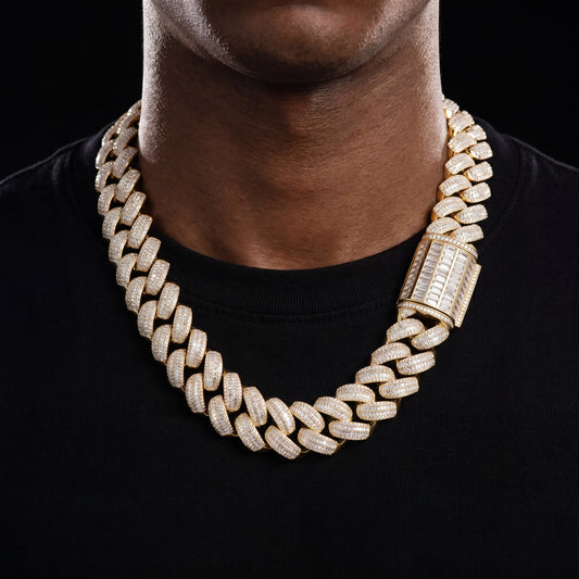 25mm S925 Moissanite Baguette Cuban Link Chain - Different Drips