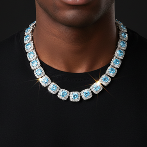 10mm Blue Stone Clustered Tennis Chain - Different Drips