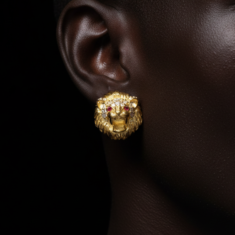 Lion Head Stud Earrings - Different Drips