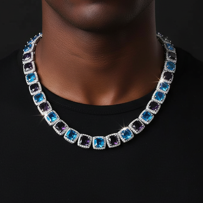 10mm Blue Glaicer Tennis Chain - Different Drips