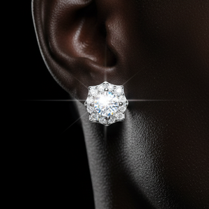 S925 Iced Flower-Shaped Moissanite Stud Earrings - Different Drips