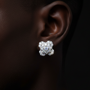 S925 Moissanite Snowburst Cluster Stud Earrings - Different Drips