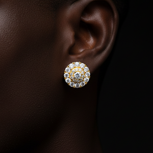 Moissanite Round Cluster Halo Stud Earrings - Different Drips