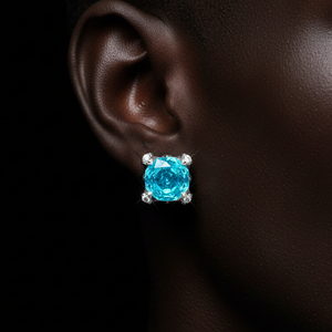 Moissanite Ice-Blue Round Stud Earrings - Different Drips