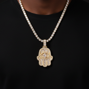 Small Baguette Hasma Hand Pendant - Different Drips