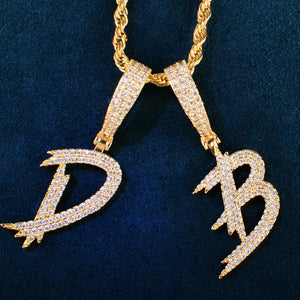 Brush Font Single Letter Pendant - Different Drips