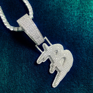 Bold Brush Font Single Letter Pendant - Different Drips