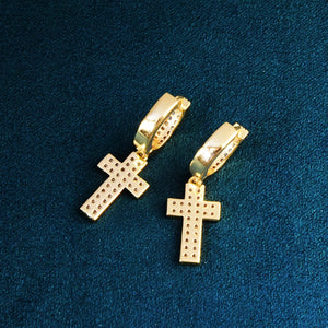 Diamond Pave Cross Dangle Earrings - Different Drips
