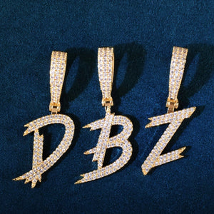 Brush Font Single Letter Pendant - Different Drips