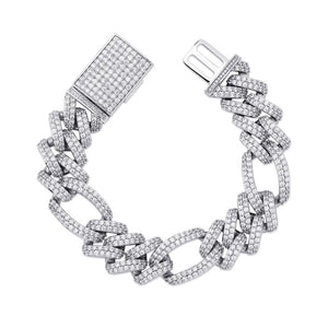 18mm Figaro Prong Cuban Link Bracelet - Different Drips