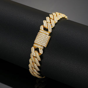 14mm S925 Moissanite Cuban Prong Bracelet - Different Drips