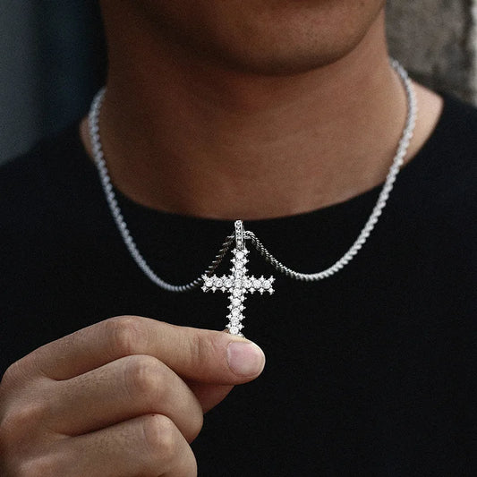 Cluster Round Stone Cross Pendant - Different Drips