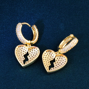 Diamond Broken Heart Dangle Earrings - Different Drips