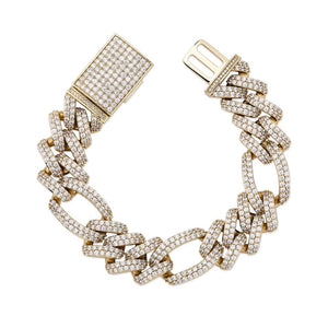 18mm Figaro Prong Cuban Link Bracelet - Different Drips