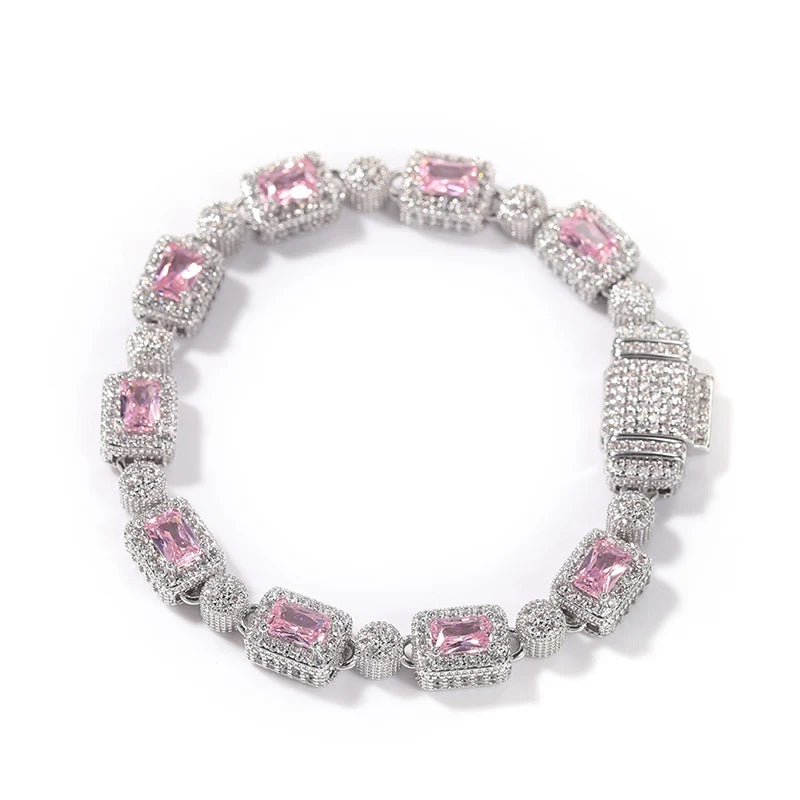 8mm Baguette Halo Iced Tennis Bracelet