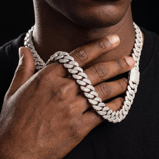 12-22mm S925 Moissanite Raised Curb Cuban Chain - Different Drips