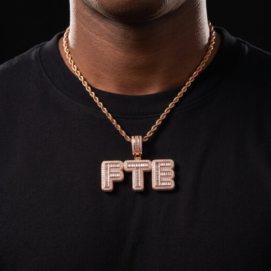 Baguette Custom Letter Pendant Rose Gold - Different Drips