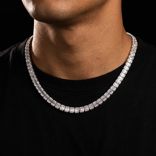14mm S925 Moissanite Baguette Tennis Chain - Different Drips