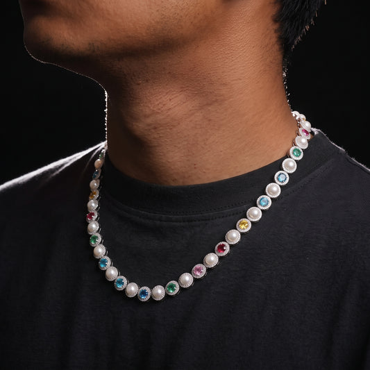 9mm S925 Multi Color Moissanite Pearl Chain - Different Drips